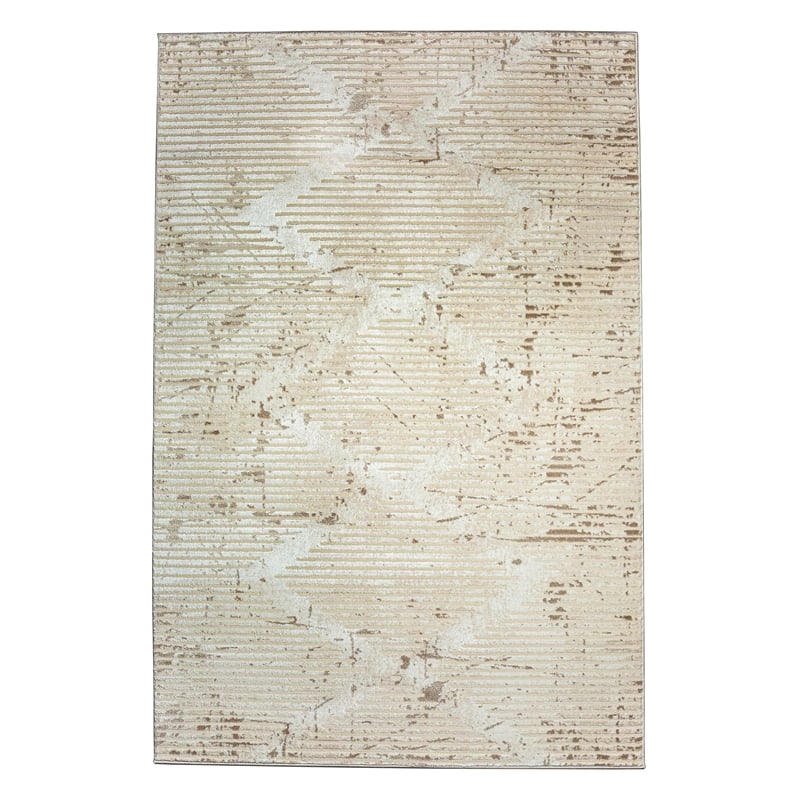 Pemberly Row Polyester Transitional Geometric Beige 5x8 Area Rug