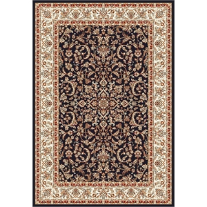 Pemberly Row Traditional 3'3&quot x 5'4&quot Rectangular Fabric Rug in Black