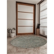 Pemberly Row 5'3 Round Traditional Oriental Vintage Area Rug in Green