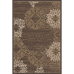 Pemberly Row Traditional 3'3&quot x 4'11&quot Rectangular Fabric Rug in Brown