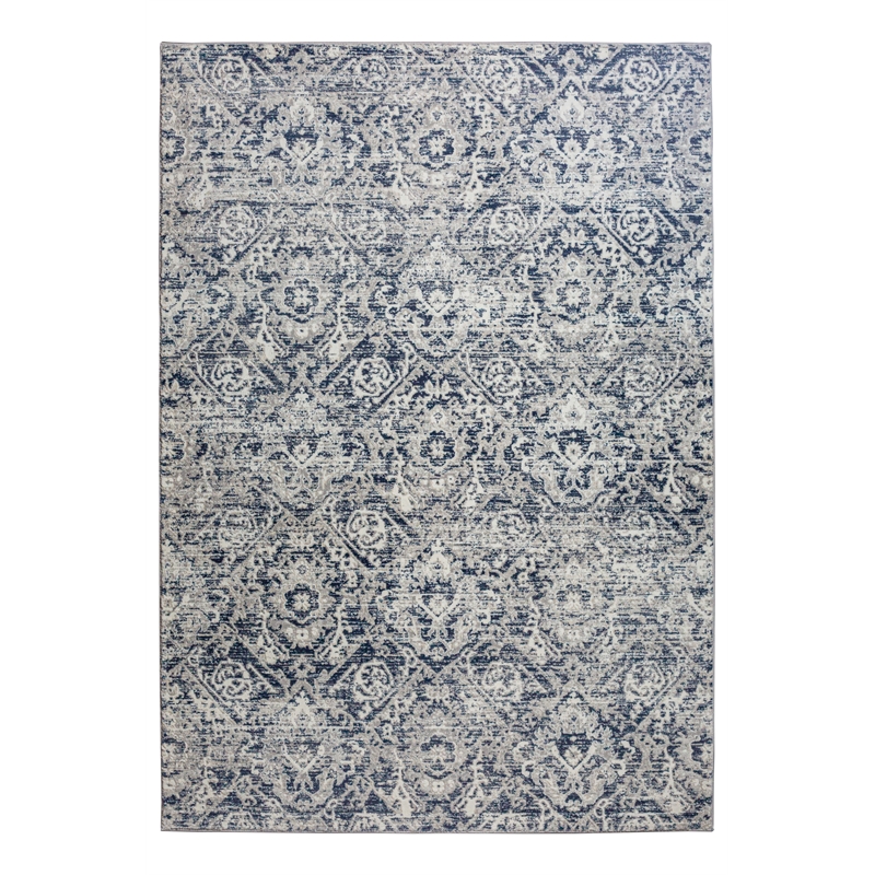 Pemberly Row Polyester Transitional Abstract Blue 3x5 Area Rug