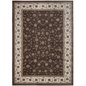 Pemberly Row Traditional 5'3&quot x 7'3&quot Rectangular Fabric Rug in Brown