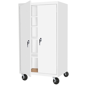 Pemberly Row Modern Industrial Office Mobile Storage Cabinet in White