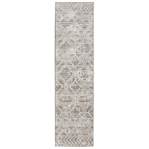 Pemberly Row Polyester Transitional Geometric Beige Runner Area Rug