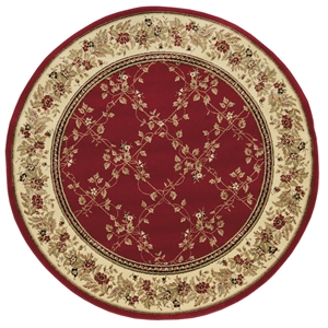 Pemberly Row Traditional 5'5&quot x 5'5&quot Circular Fabric Rug in Red