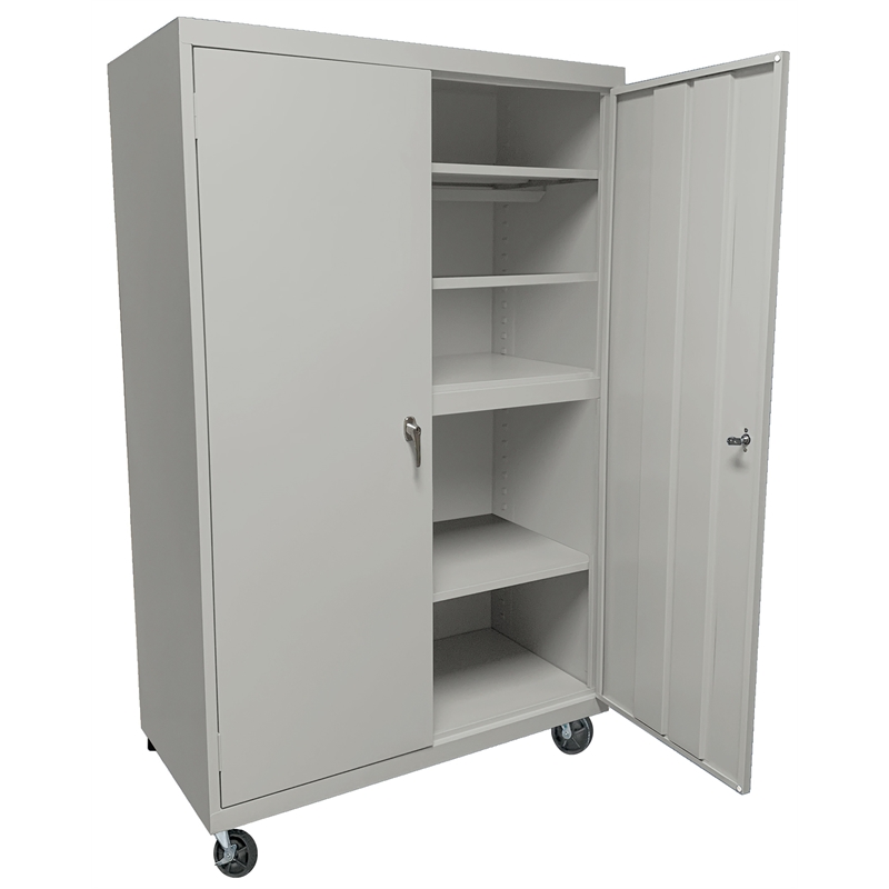 Pemberly Row Modern Industrial Office Mobile Storage Cabinet in Gray