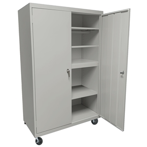 Pemberly Row Modern Industrial Office Mobile Storage Cabinet in Gray