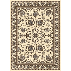 Pemberly Row Traditional 2'2&quot x 7'7&quot Oriental Fabric Rug in Ivory