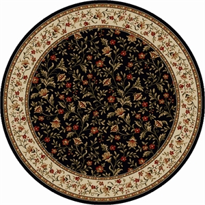 Pemberly Row Traditional 5'3&quot x 5'3&quot Circular Fabric Rug in Black