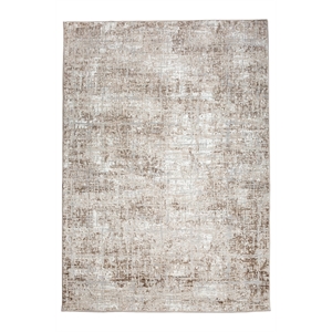 Pemberly Row Polyester Transitional Striated Beige 8x10 Area Rug