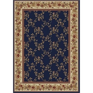 Pemberly Row Traditional 3'3&quot x 4'11&quot Rectangular Fabric Rug in Navy