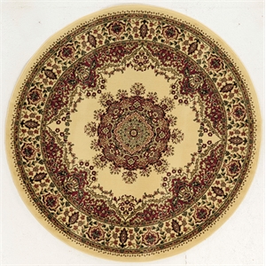 Pemberly Row Traditional Medallion 5'3&quot Round Polypropylene Area Rug in Ivory