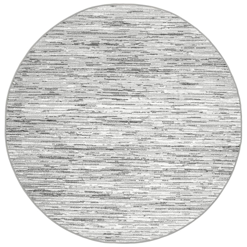 Pemberly Row Polyester Transitional Striated Gray 8' Round Area Rug