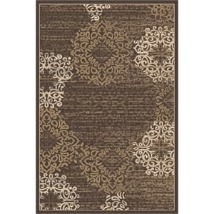 Pemberly Row Traditional 5'3&quot x 7'3&quot Rectangular Fabric Rug in Brown