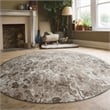 Pemberly Row Polyester Transitional Floral Beige 8' Round Area Rug