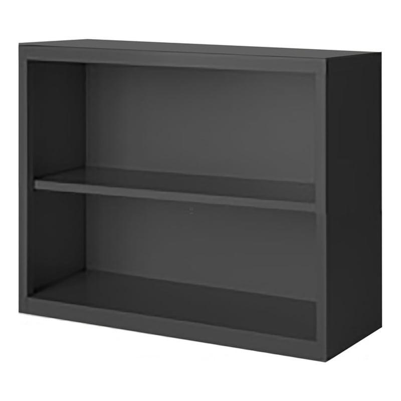 Pemberly Row Modern Industrial Office Stationary Bookcase in Charcoal