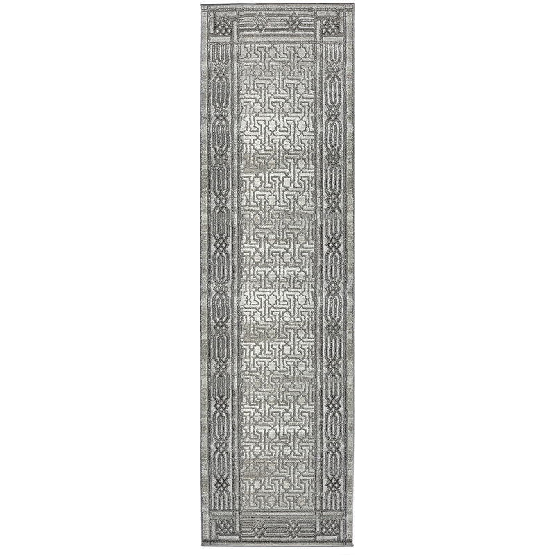 Pemberly Row Polyester Transitional BordeRed Gray Runner Area Rug