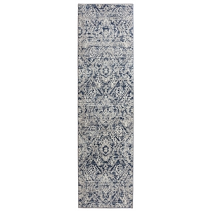 Pemberly Row Polyester Transitional Abstract Blue Runner Area Rug