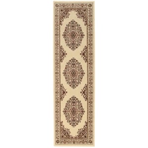 Pemberly Row Traditional 2'2&quot x 7'7&quot Rectangular Fabric Rug in Ivory