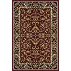 Pemberly Row Traditional 7'9&quot x 11'6&quot Rectangular Fabric Rug in Burgundy Red