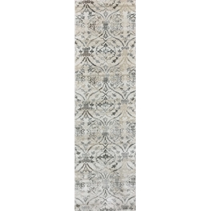 Pemberly Row Traditional 2'2&quot x 7'7&quot Rectangular Fabric Rug in Bone White