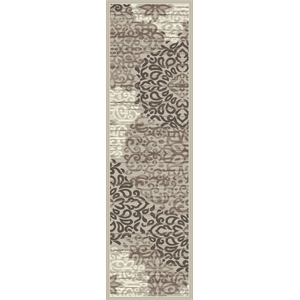 Pemberly Row Traditional 2'2&quot x 7'7&quot Rectangular Fabric Rug in Beige