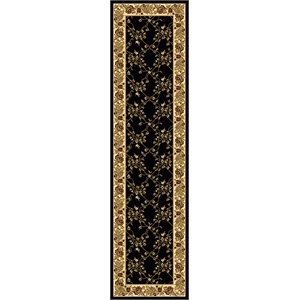 Pemberly Row Traditional 2'2&quot x 8' Rectangular Fabric Rug in Black