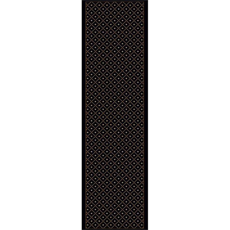 Pemberly Row Transitional Geometric 2'2 x 7'7 Polypropylene Area Rug in Black