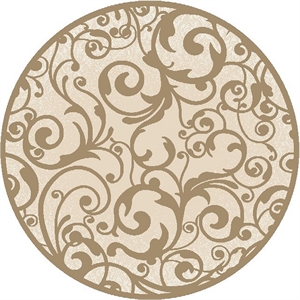 Pemberly Row Traditional 5'3&quot x 5'3&quot Circular Fabric Rug in Ivory