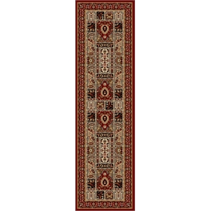 Pemberly Row Traditional 2'2&quot x 7'7&quot Rectangular Fabric Rug in Red