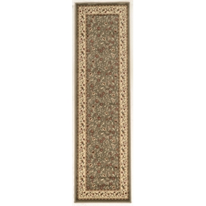 Pemberly Row Traditional 2'2&quot x 7'7&quot Rectangular Fabric Rug in Green