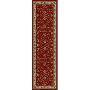 Pemberly Row Traditional 2'2&quot x 7'7&quot Rectangular Fabric Rug in Red