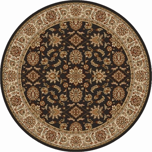 Pemberly Row Traditional 5'3&quot x 5'3&quot Circular Fabric Rug in Brown
