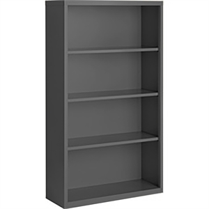 Pemberly Row Modern Industrial Office Stationary Bookcase in Charcoal