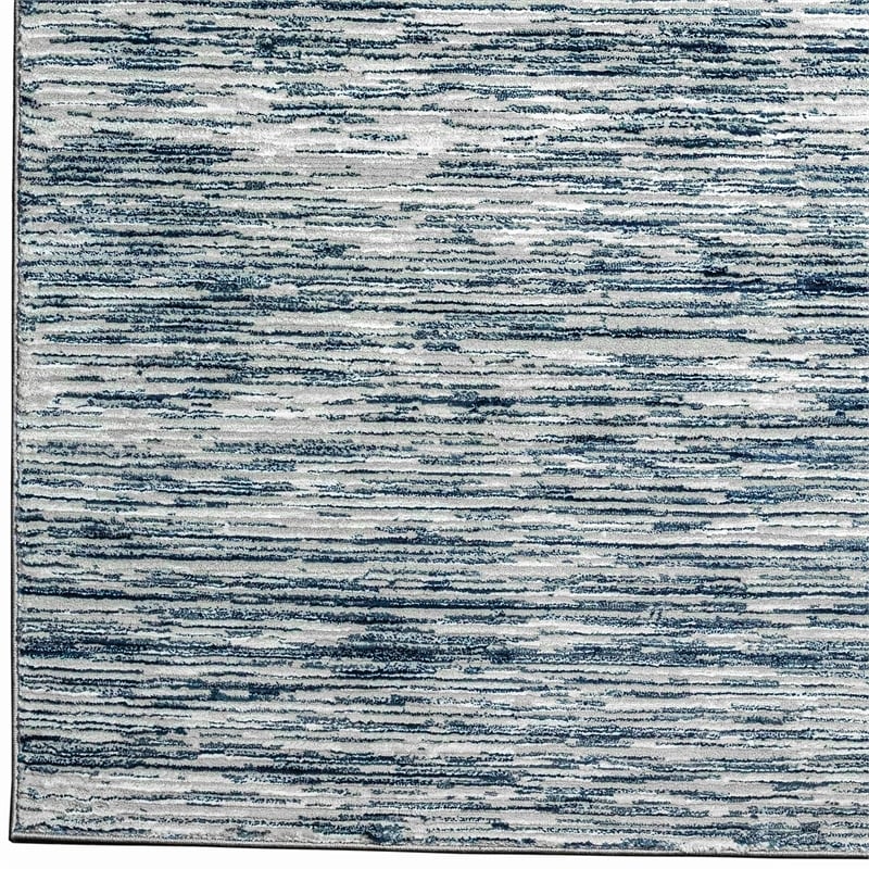 Pemberly Row Polyester Transitional Striated Blue 8' Round Area Rug