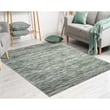Pemberly Row Polyester Transitional Striated Blue 8' Round Area Rug