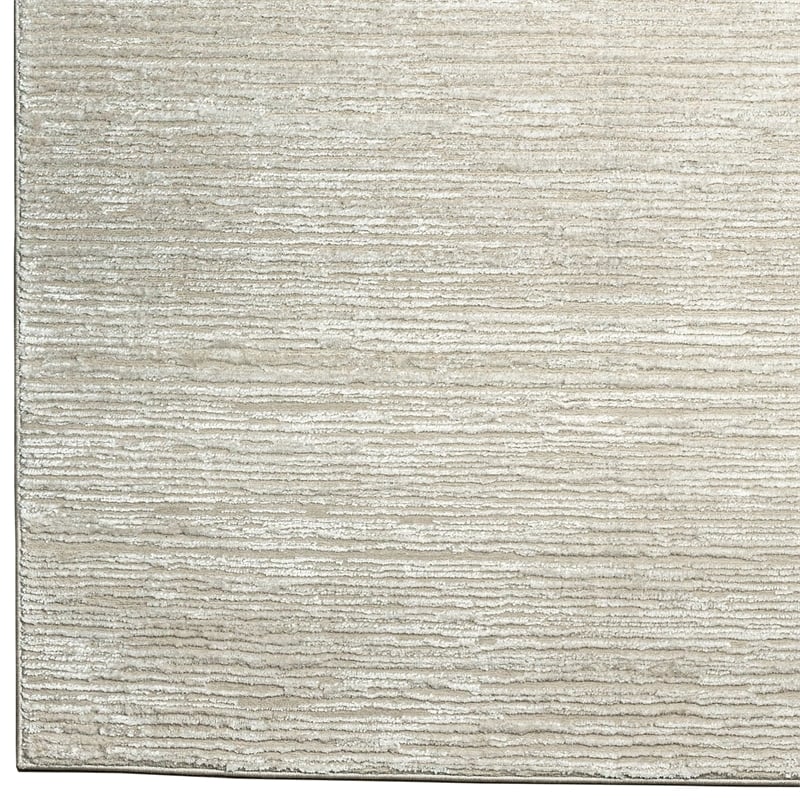 Pemberly Row Polyester Transitional Striated Beige Runner Area Rug