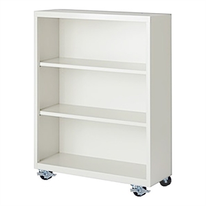Pemberly Row Modern Industrial Office Mobile Bookcase in White