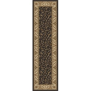 Pemberly Row Traditional 2'2&quot x 7'7&quot Rectangular Fabric Rug in Brown
