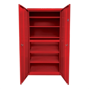Pemberly Row Modern Industrial Office 5 Adjustable Shelves Storage in Red