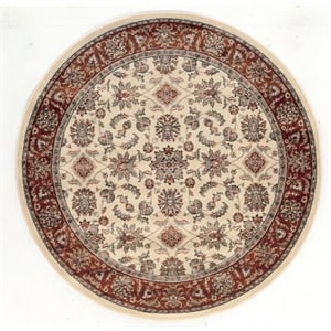 Pemberly Row Traditional 5'3&quot x 5'3&quot Circular Fabric Rug in Ivory