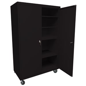Pemberly Row Modern Industrial Office Mobile Storage Cabinet in Black