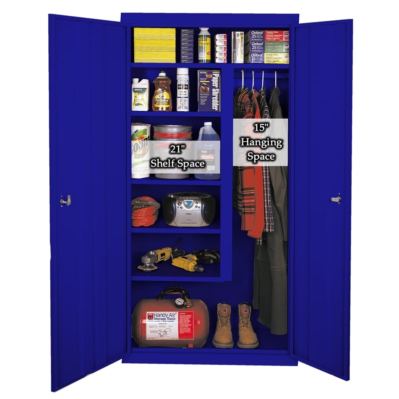 Pemberly Row Modern Industrial Office All Purpose Combination Cabinet in Blue