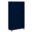 Pemberly Row Modern Industrial Office Mobile Bookcase in Navy