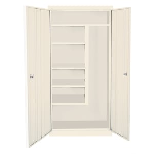 Pemberly Row Modern Industrial Office Janitorial Cabinet in Almond