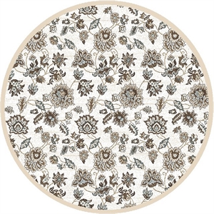 Pemberly Row Traditional 5'3&quot x 5'3&quot Circular Fabric Rug in Bone White
