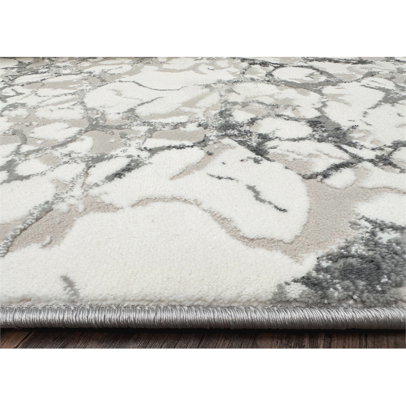 Pemberly Row Polyester Transitional Marbled Gray 5x8 Area Rug