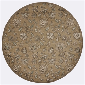 Pemberly Row Traditional 5'3&quot x 5'3&quot Circular Fabric Rug in Beige
