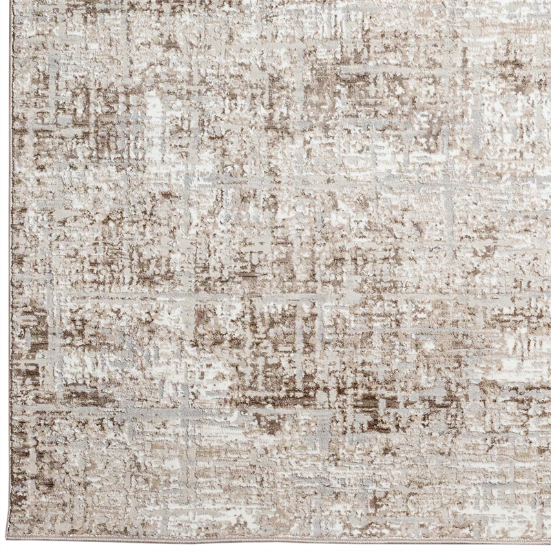 Pemberly Row Polyester Transitional Striated Beige 3x5 Area Rug