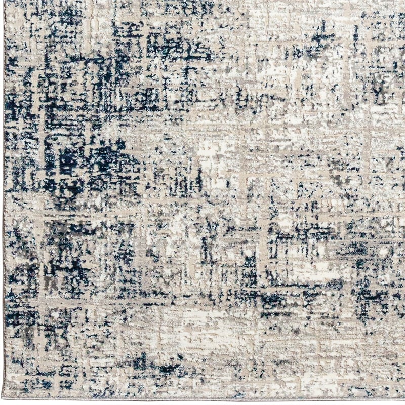 Pemberly Row Polyester Transitional Striated Blue 3x5 Area Rug